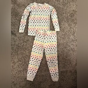 Primary Rainbow Heart Pattern Kids Pajamas